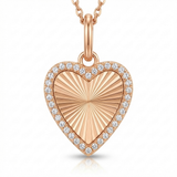fluted heart natural diamond charm petite in 14k gold rose gold