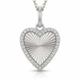 fluted heart natural diamond charm petite in 14k gold white gold