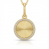 fluted disc natural diamond charm in 14k gold