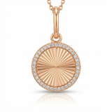 fluted disc natural diamond charm in 14k gold rose gold
