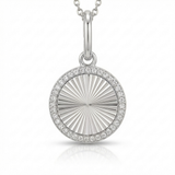 fluted disc natural diamond charm in 14k gold white gold