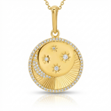 crescent moon natural diamond necklace charm in 14k gold