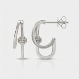 double line open hoop natural diamond earrings in 14k gold white gold