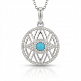turquoise evil eye natural diamond necklace charm in 14k gold white gold