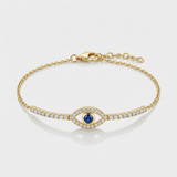 evil eye natural diamond bracelet in 14k gold