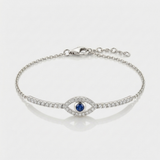evil eye natural diamond bracelet in 14k gold white gold