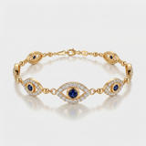 evil eye station natural diamond bracelet in 14k gold