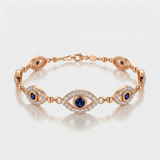 evil eye station natural diamond bracelet in 14k gold rose gold