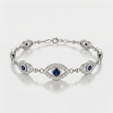 evil eye station natural diamond bracelet in 14k gold white gold