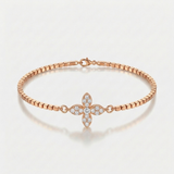 floral cluster natural diamond bracelet in 14k gold rose gold