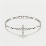 floral cluster natural diamond bracelet in 14k gold white gold
