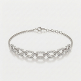mixed shape link natural diamond bracelet in 14k gold white gold