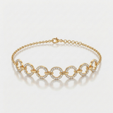 round circle link natural diamond bracelet in 14k gold