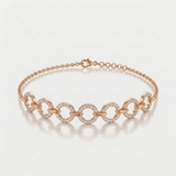 round circle link natural diamond bracelet in 14k gold rose gold