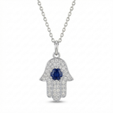 hamsa pave natural diamond pendant necklace in 14k gold white gold