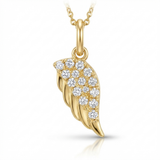 feather natural diamond charm in 14k gold