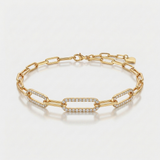paperclip bar pave natural diamond bracelet in 14k gold