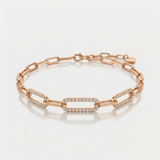 paperclip bar pave natural diamond bracelet in 14k gold rose gold
