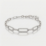 paperclip bar pave natural diamond bracelet in 14k gold white gold