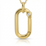 push lock natural diamond necklace charm slim in 14k gold