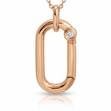 push lock natural diamond necklace charm slim in 14k gold rose gold