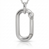 push lock natural diamond necklace charm slim in 14k gold white gold