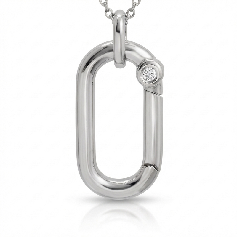 14K Gold Push Lock Natural Diamond Necklace Charm Slim – ZUMA DIAMONDS