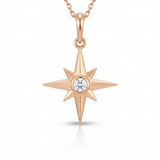 starburst natural diamond necklace charm in 14k gold rose gold