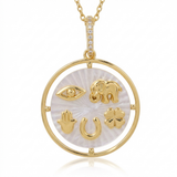fluted mop evil eye natural diamond charm in 14k gold