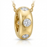 inlay rondelle natural diamond charm in 14k gold