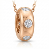 inlay rondelle natural diamond charm in 14k gold rose gold