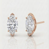 natural marquise natural diamond stud earrings in 14k gold rose gold