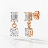 Emerald & Round Lab-Grown Diamond Dangle Bracelet