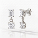 Emerald & Round Lab-Grown Diamond Dangle Bracelet