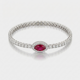 ruby and natural diamond halo bangle bracelet in 14k gold white gold