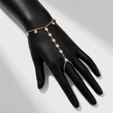 bezel set natural diamond station hand chain in 14k gold rose gold