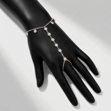 bezel set natural diamond station hand chain in 14k gold white gold