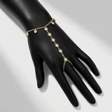 bezel set natural diamond station hand chain in 14k gold