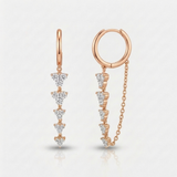 graduated natural diamond drop chain earrings in 14k gold rose gold