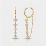 graduated natural diamond drop chain earrings in 14k gold