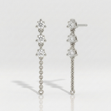 natural diamond cluster drop earrings with chain in 14k gold white gold