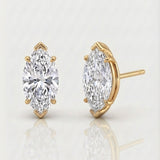 natural marquise natural diamond stud earrings in 14k gold