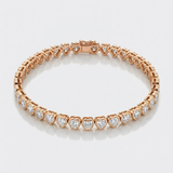natural diamond bezel double heart tennis bracelet in 14k gold rose gold