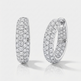 pave natural diamond hoop earrings in 14k gold white gold