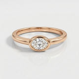 oval natural diamond halo ring in 14k gold rose gold