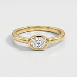 oval lab-grown diamond halo ring in 14k gold