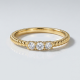 three stone natural diamond ring in 14k gold
