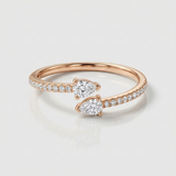 bezel set natural diamond double ring in 14k gold rose gold