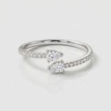 bezel set natural diamond double ring in 14k gold white gold