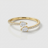 bezel set natural diamond double ring in 14k gold
